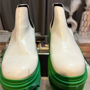 White and Green Platform Boots